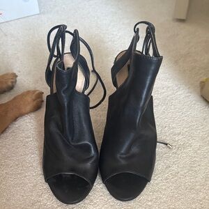 Topshop Black Leather Mules
